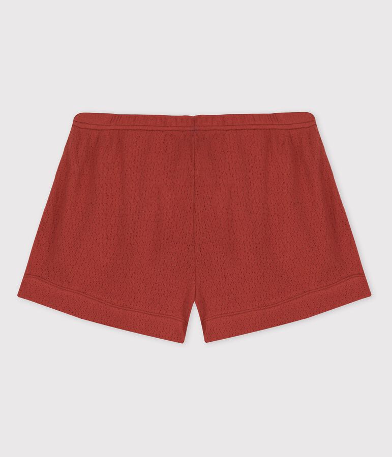 Shorts de algod&oacute;n calado de mujer marron