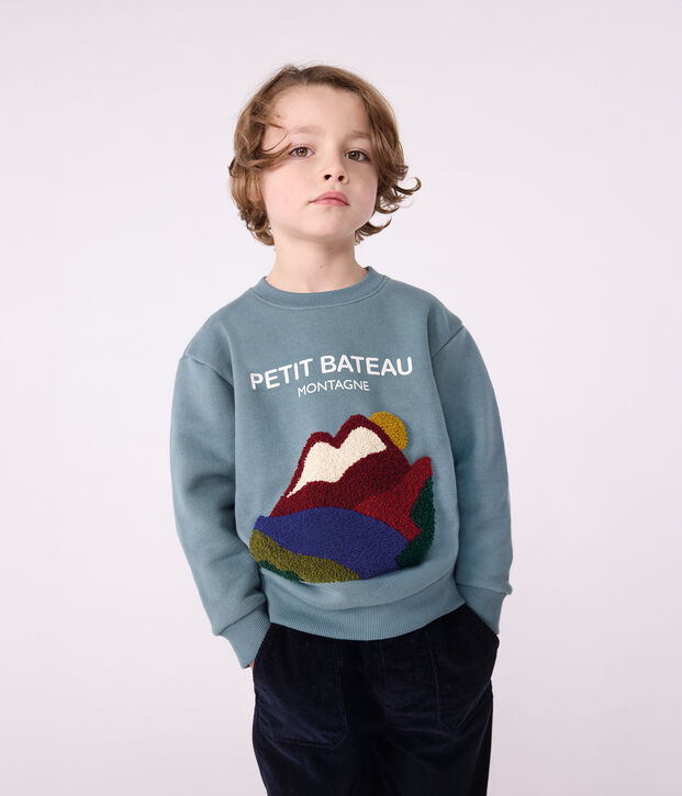 Sudadera infantil de algod&oacute;n con estampado azul
