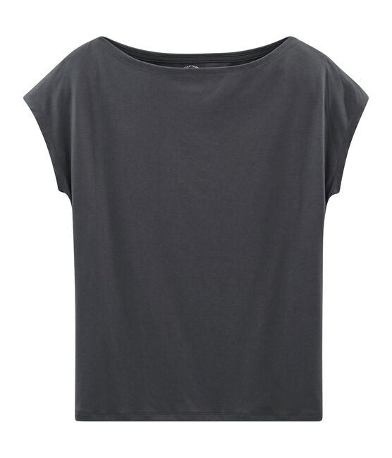 Camiseta manga corta de algodón sea island para mujer gris MAKI