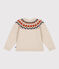 Cárdigan de jacquard de lana y algodón de niña beige MONTELIMAR/blanco MULTICO