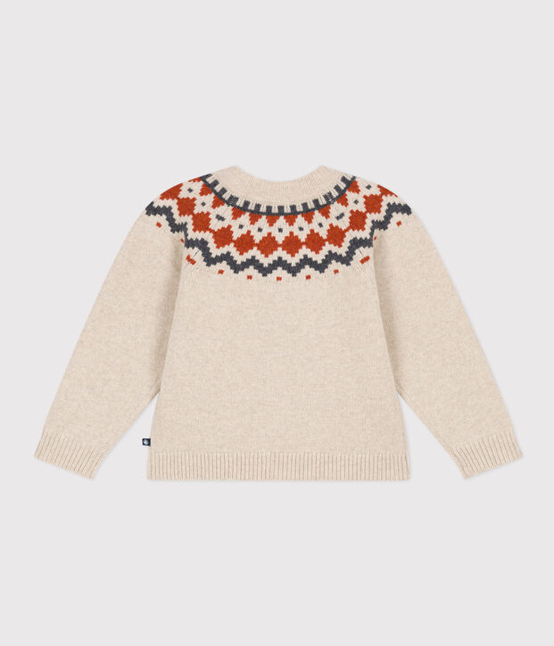 C&aacute;rdigan de jacquard de lana y algod&oacute;n de ni&ntilde;a beige/multicolor