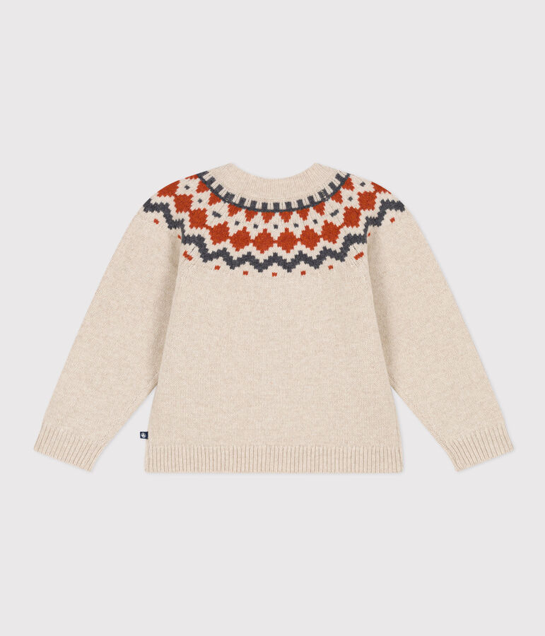 C&aacute;rdigan de jacquard de lana y algod&oacute;n de ni&ntilde;a beige/multicolor