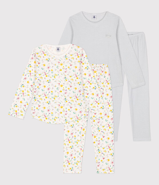 Juego de 2 pijamas de algodón con flores para niña variante 1
