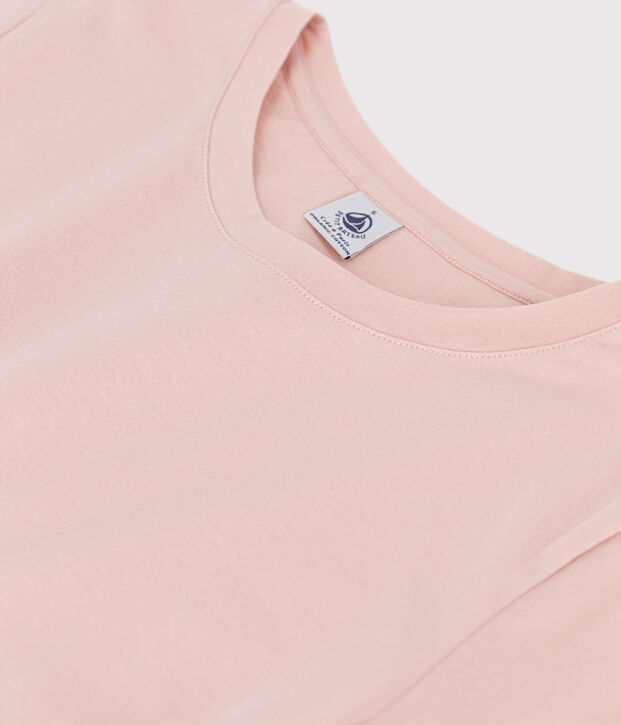 Camiseta RECTA con cuello redondo de algod&oacute;n org&aacute;nico de mujer rosa