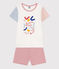Pijama infantil corto y liso de algodón blanco MARSHMALLOW/blanco MULTICO