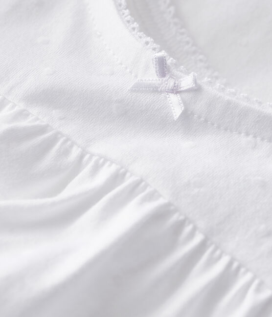Camisón blanco de algodón fino de niña blanco ECUME