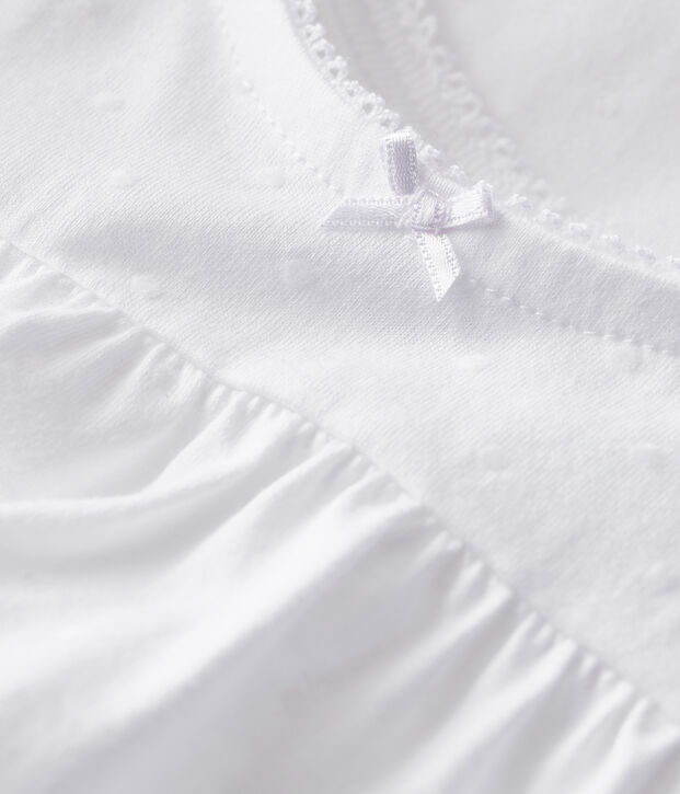 Camis&oacute;n blanco de algod&oacute;n fino de ni&ntilde;a blanco