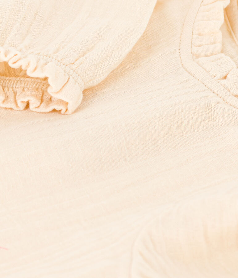 Blusa de manga larga de gasa de algod&oacute;n para beb&eacute; crudo