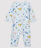 Pelele de punto acanalado azul con estampado de animales para bebé niño azul FRAICHEUR/blanco MULTICO