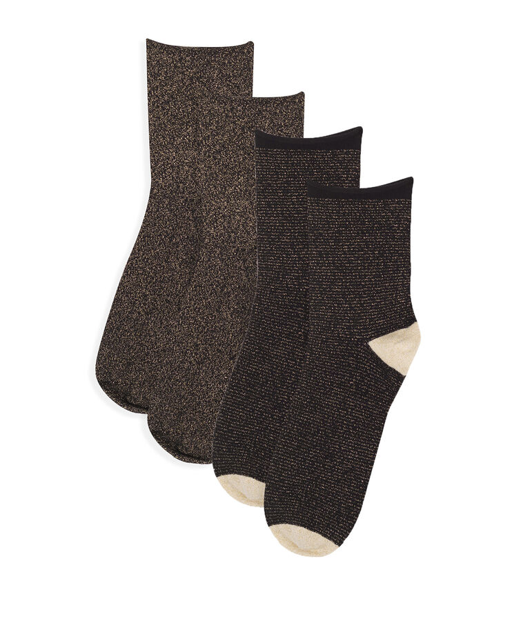 Juego de calcetines a media ca&ntilde;a de mujer negro/amarillo