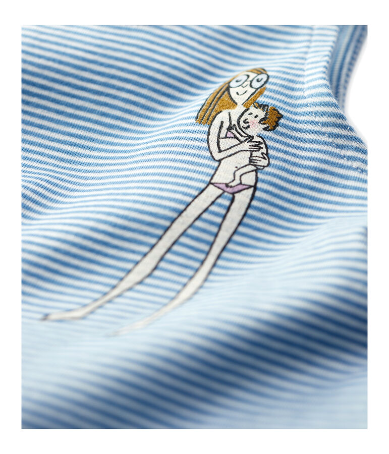 Vestido de algod&oacute;n org&aacute;nico de beb&eacute;. azul/blanco