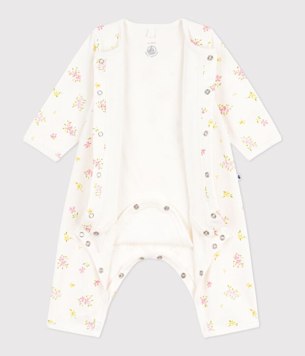 Bodyjama sin pies de algod&oacute;n con estampado de flores para beb&eacute; blanco/multicolor