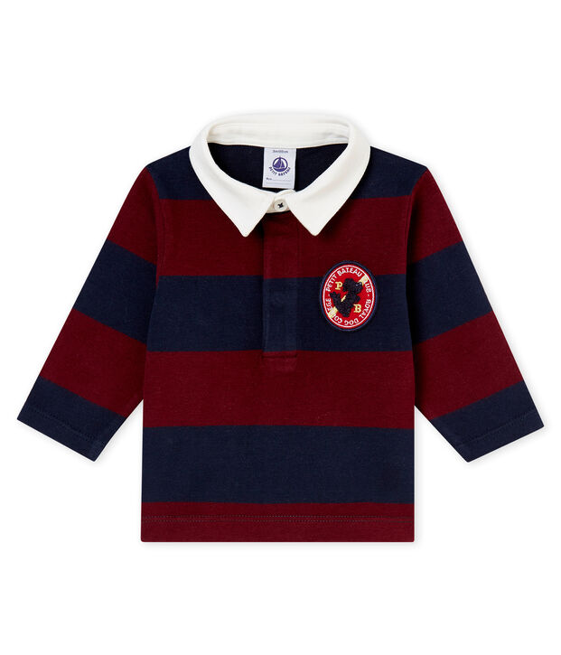 Polo a rayas para beb&eacute; ni&ntilde;o azul/rojo