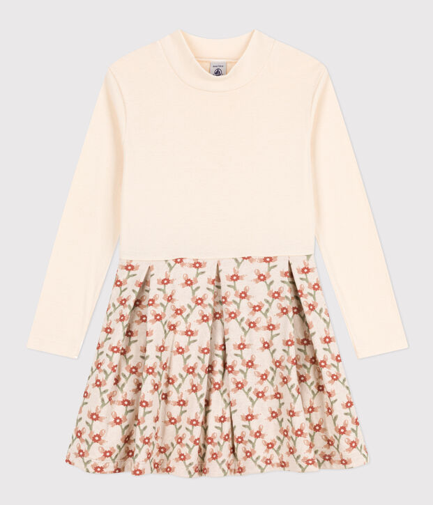 Vestido de manga larga con estampado de ni&ntilde;a crudo/multicolor