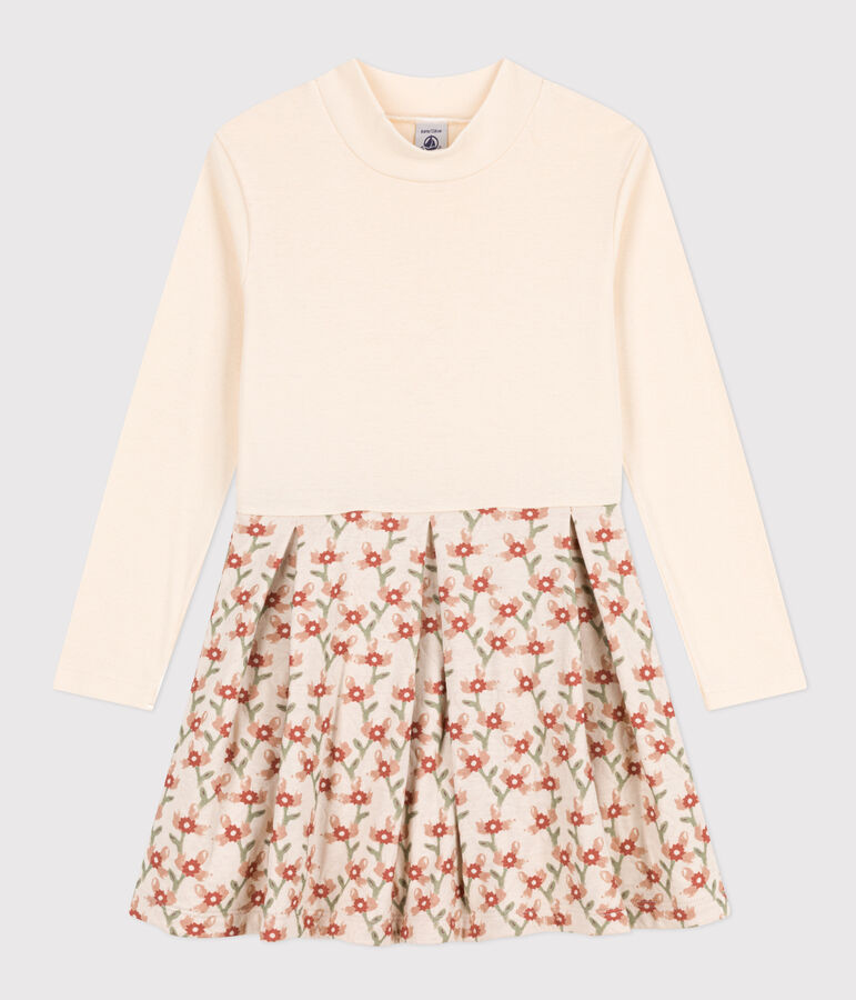 Vestido de manga larga con estampado de ni&ntilde;a crudo/multicolor