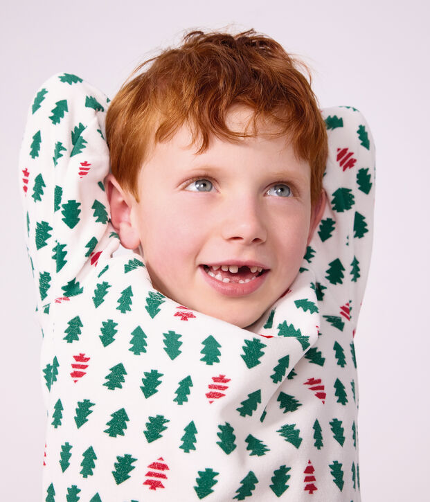 Pijama infantil de terciopelo con estampado blanco/multicolor