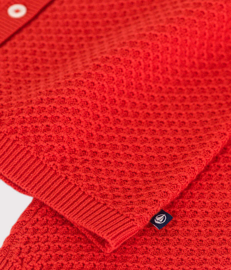 C&aacute;rdigan infantil de algod&oacute;n de punto de fantas&iacute;a rojo