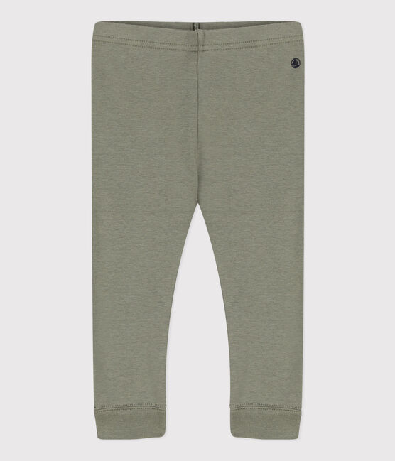Leggings lisos de algodón para bebé verde MARECAGE