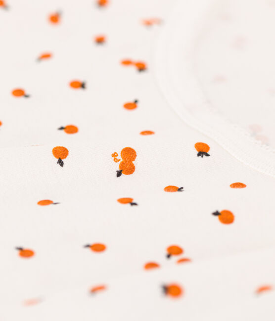 Camisón de algodón con naranjillas para mujer blanco MARSHMALLOW/blanco MULTICO