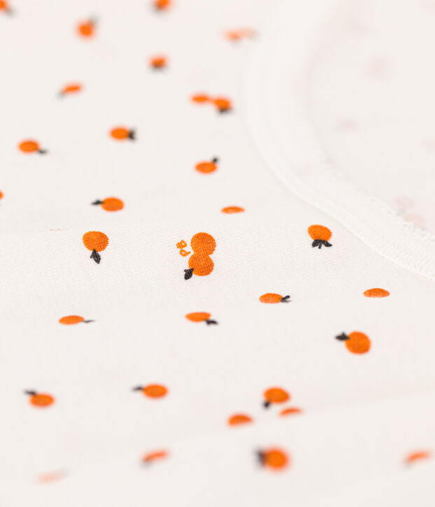 Camis&oacute;n de algod&oacute;n con naranjillas para mujer blanco/multicolor