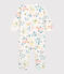Pijama enterizo de flores de tejido tubular de bebé niña blanco MARSHMALLOW/blanco MULTICO