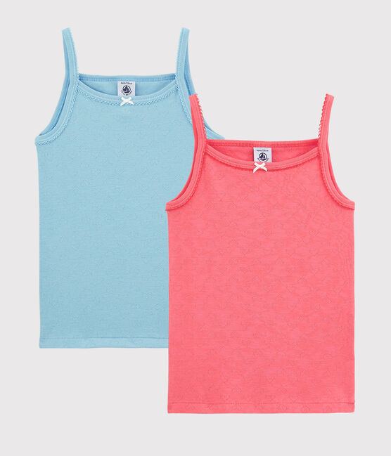 Lote de 2 camisetas de tirantes caladas de color de niña variante 1