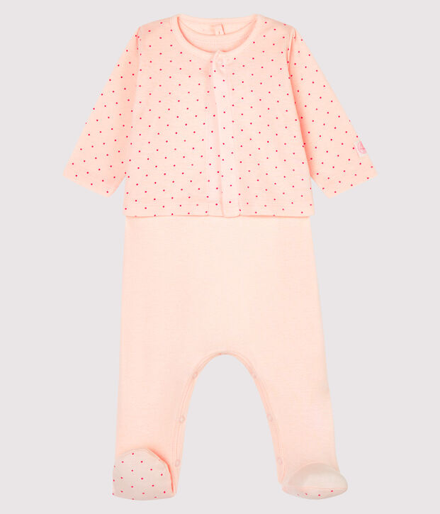 Conjunto para beb&eacute; de dos piezas de punto rosa/rosa