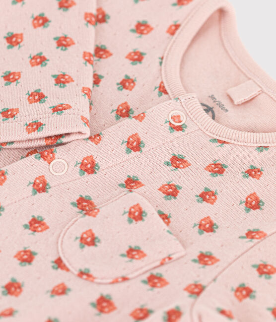 Mono largo con estampado de flores de túbico para bebé rosa SALINE/blanco MULTICO