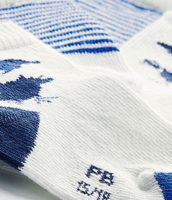 Lote de 2 pares de calcetines bebé niño blanco .