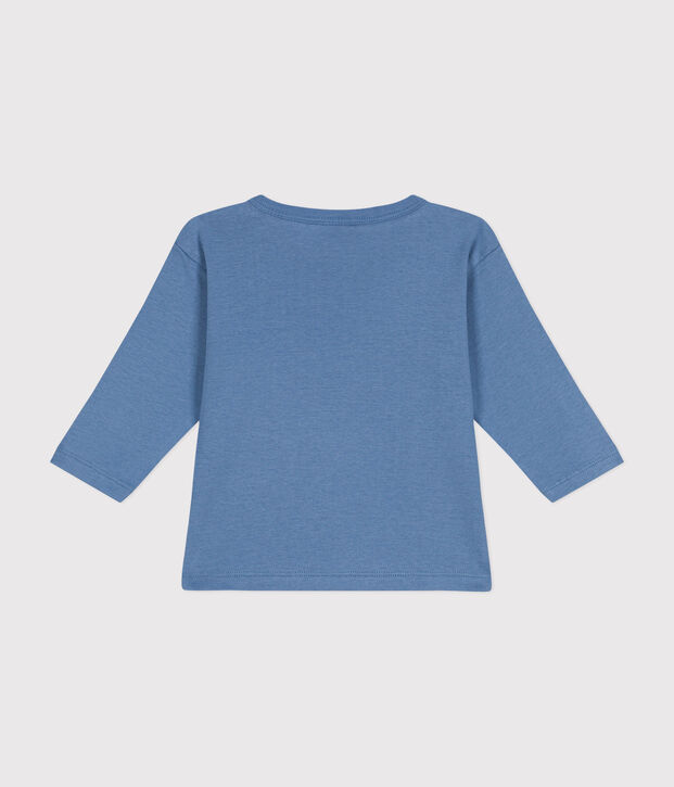Camiseta de algod&oacute;n de manga larga para beb&eacute; azul