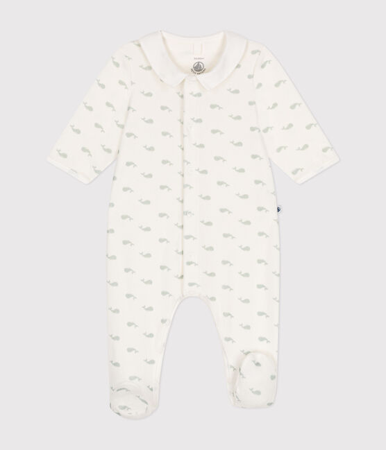 Pijama de terciopelo para bebé blanco MARSHMALLOW/ HERBIER
