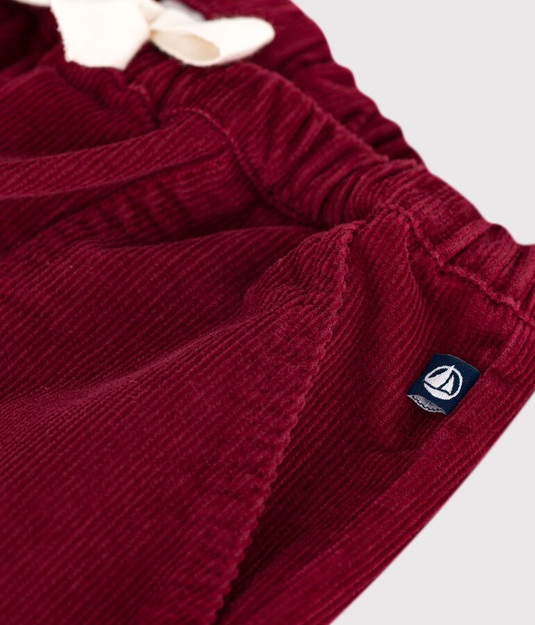 Pantal&oacute;n de pana lisa para beb&eacute; rojo AMARANTE