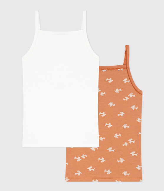 Juego de 2 camisetas de tirantes de algodón perro para niña variante 1