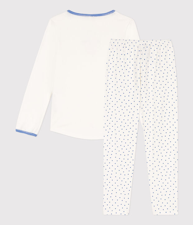 Pijama de algod&oacute;n para ni&ntilde;a blanco/azul