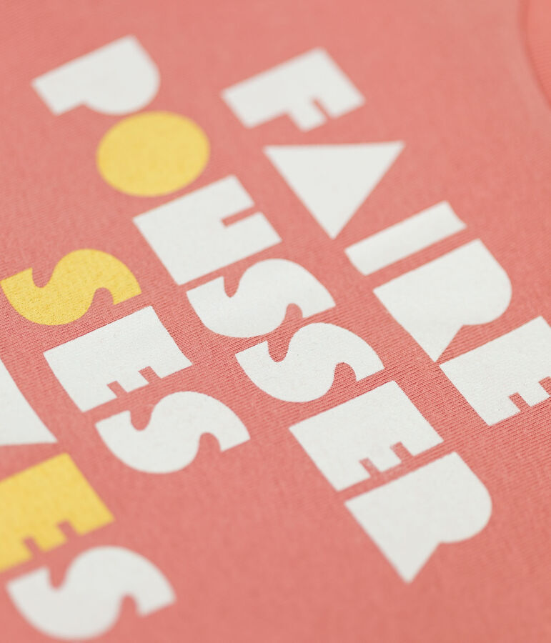 Camiseta de manga corta de algod&oacute;n de ni&ntilde;a rosa PAPAYE