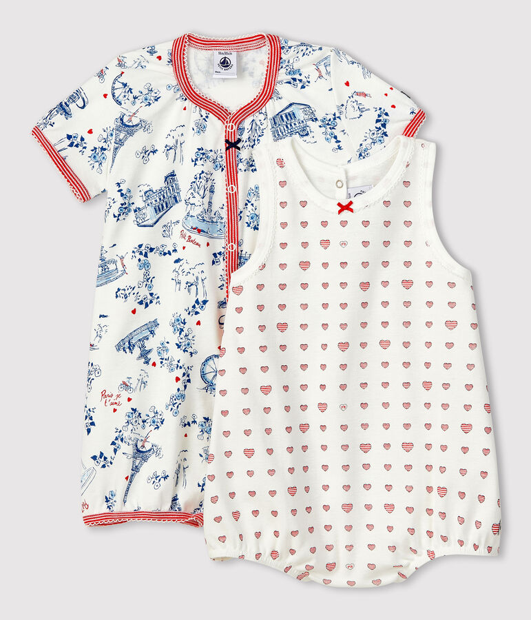 Par de peleles cortos de punto para beb&eacute; ni&ntilde;a multicolor