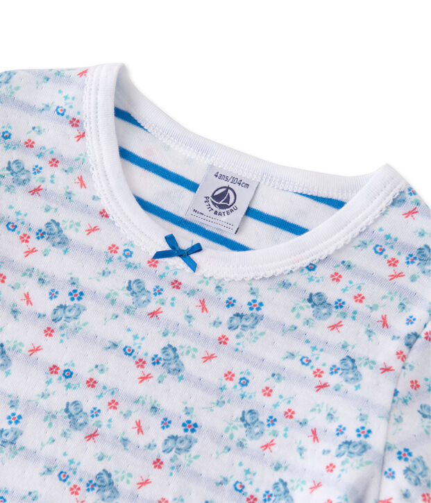 Pijama de t&uacute;bico reversible para ni&ntilde;a blanco/azul/multicolor