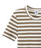 Camiseta de mujer en canalé original de rayas marron SHITAKE/blanco MARSHMALLOW