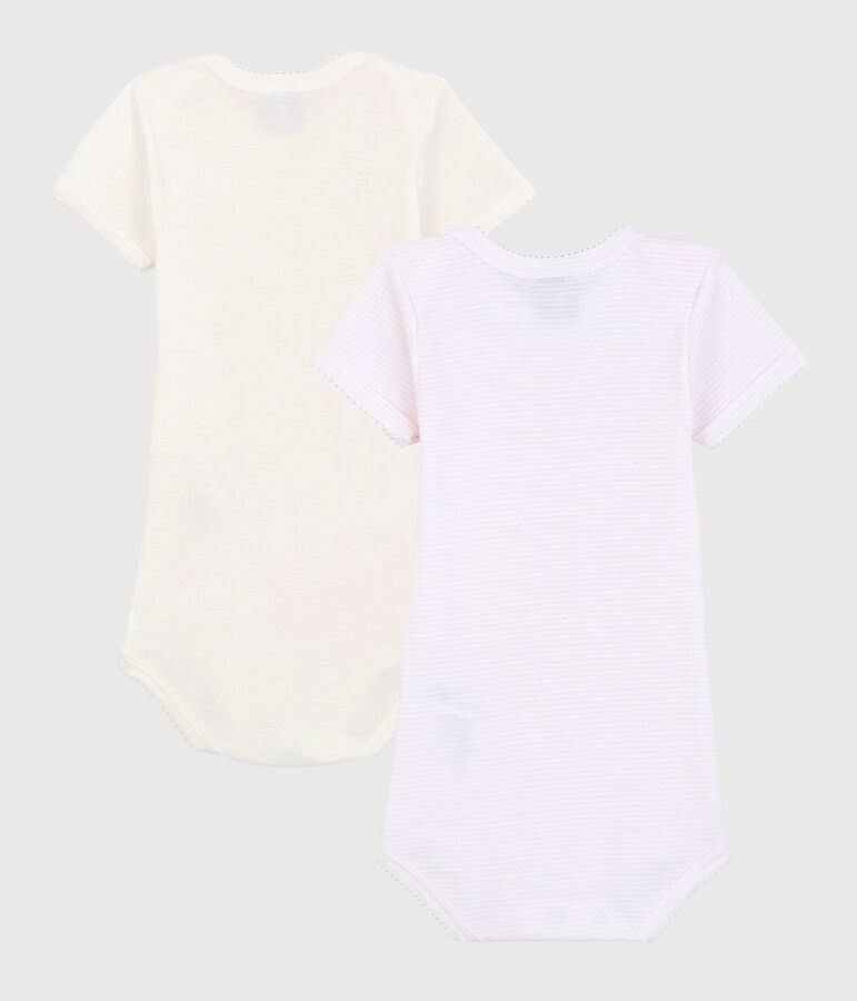 Lote de 2 bodys de manga corta mil rayas de beb&eacute; de algod&oacute;n ecol&oacute;gico variante 1