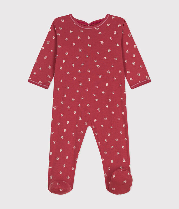 Pijamas de beb&eacute; de manga larga de algod&oacute;n rosa/beige