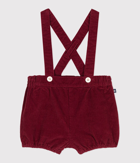 Shorts de pana lisa con tirantes para bebé AMARANTE