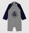 Mono anti-UV eco-sostenible de bebé azul SMOKING/blanco MARSHMALLOW