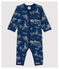 Pijama enterizo sin pies en tela de Jouy de bebé de algodón azul MEDIEVAL/blanco ECUME