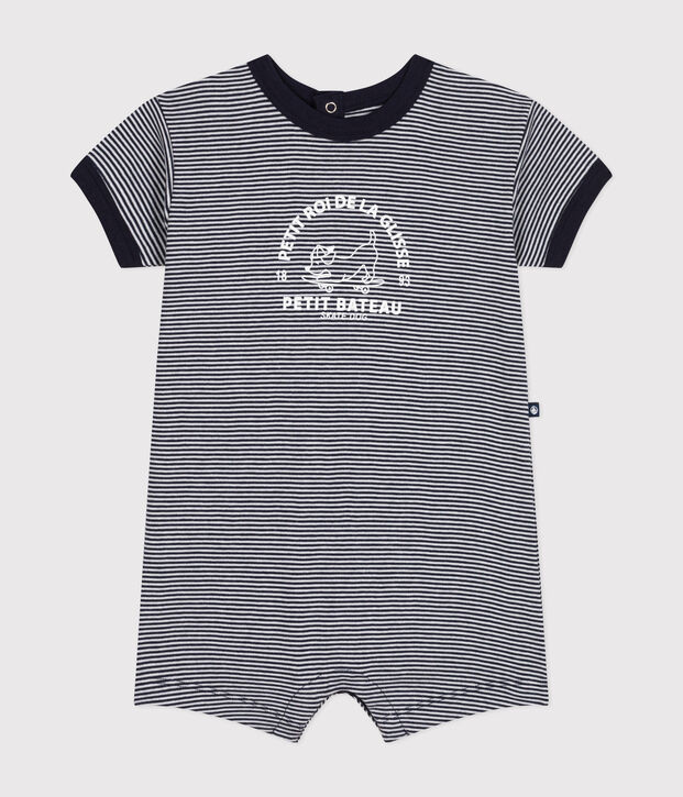 Mono corto de jersey para beb&eacute; azul/blanco
