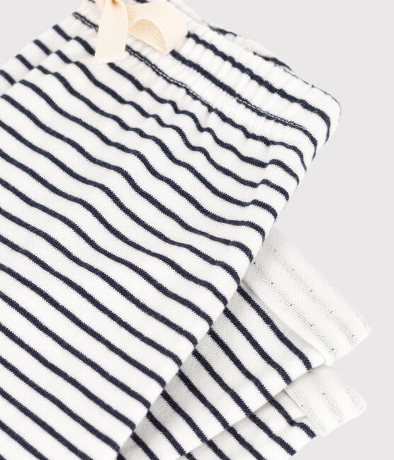 Pantalón de rayas marineras de bebé de túbico de algodón blanco MARSHMALLOW/azul SMOKING