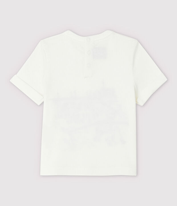Camiseta de manga corta de algod&oacute;n de beb&eacute; ni&ntilde;o blanco
