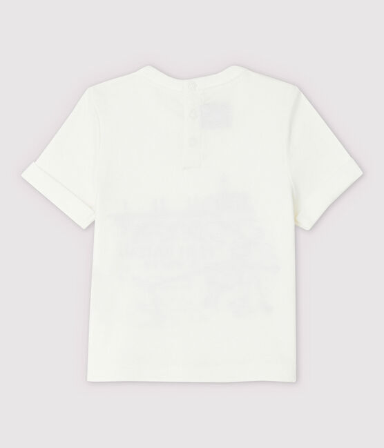 Camiseta de manga corta de algodón de bebé niño blanco MARSHMALLOW