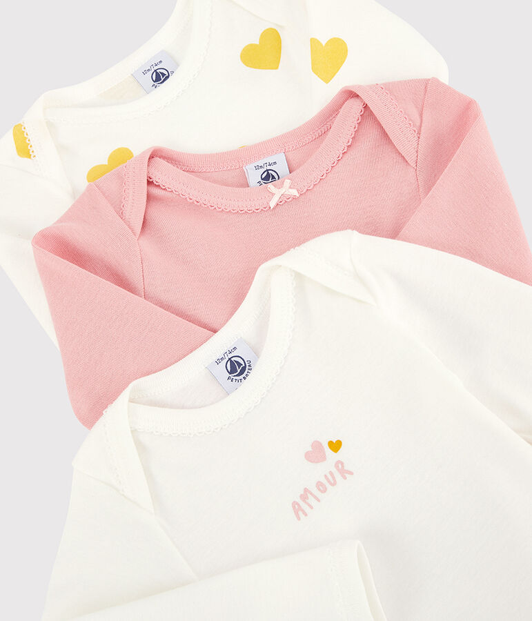 Juego de 3 bodis de manga larga de beb&eacute; ni&ntilde;a de algod&oacute;n org&aacute;nico variante 1