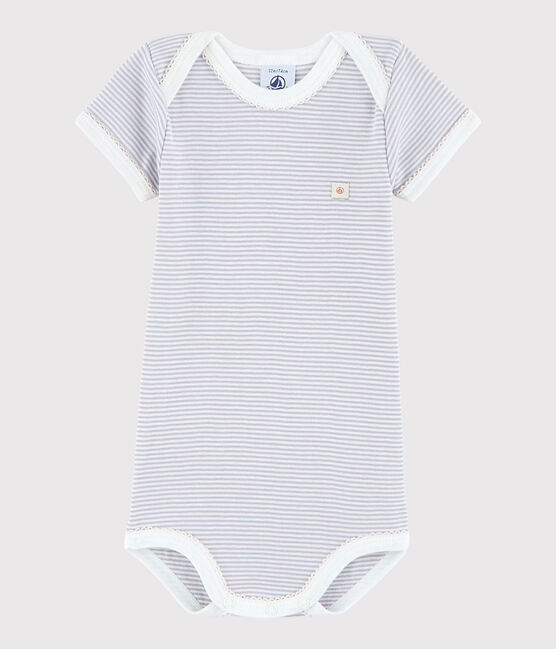 Bodi de manga corta de bebé niña rosa SILENE/blanco MARSHMALLOW