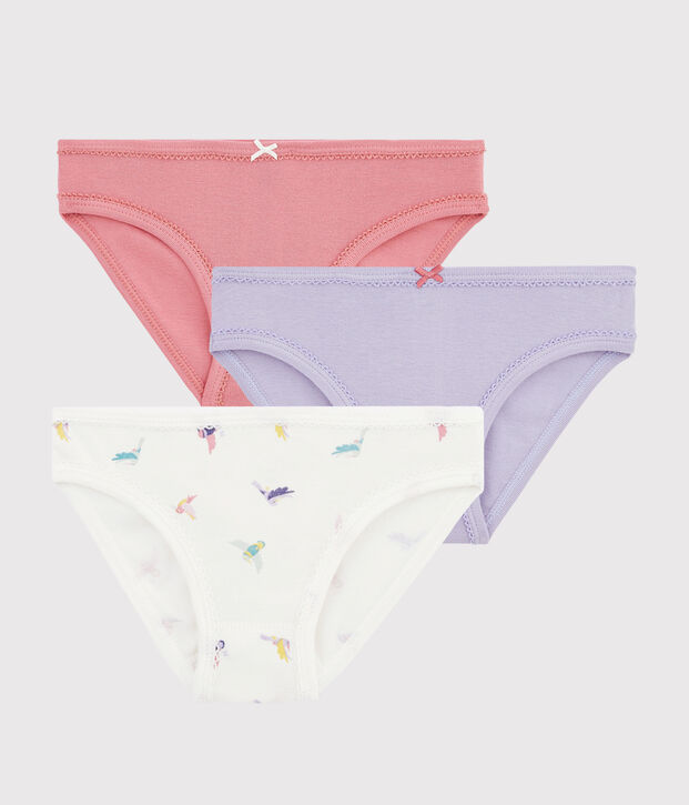 Juego de 3 braguitas con estampado de p&aacute;jaro de ni&ntilde;a peque&ntilde;a multicolor
